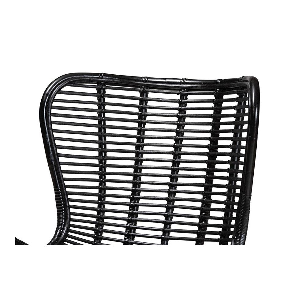 bali & pari Colorado Modern Bohemian Black Rattan and Metal Accent Chair