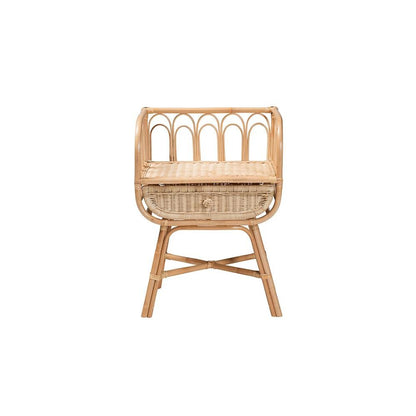 bali & pari Panchali Modern Bohemian Natural Brown Rattan Nightstand
