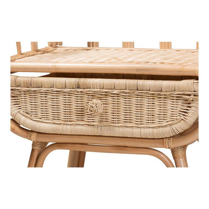 bali & pari Panchali Modern Bohemian Natural Brown Rattan Nightstand