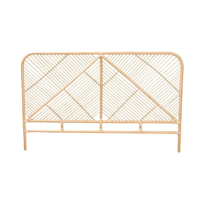 Bohemian Natural Brown Rattan Queen Size Standalone Headboard