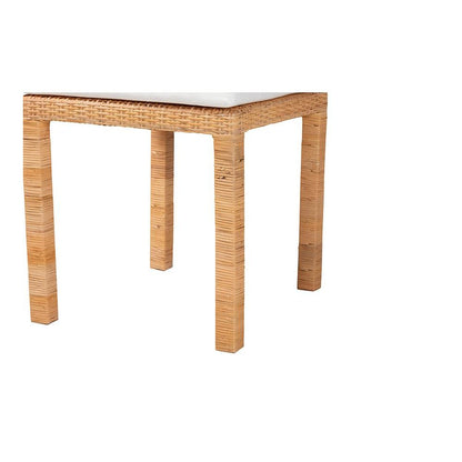 Bohemian Natural Brown Rattan and Mahogany Wood 2-Piece Dining Chair Set