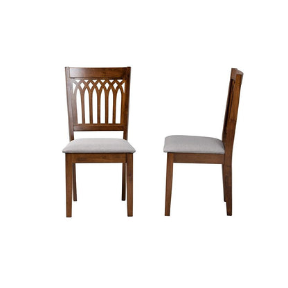 Grey Fabric and Walnut Brown Finished Wood 2-Piece Dining Chair Set