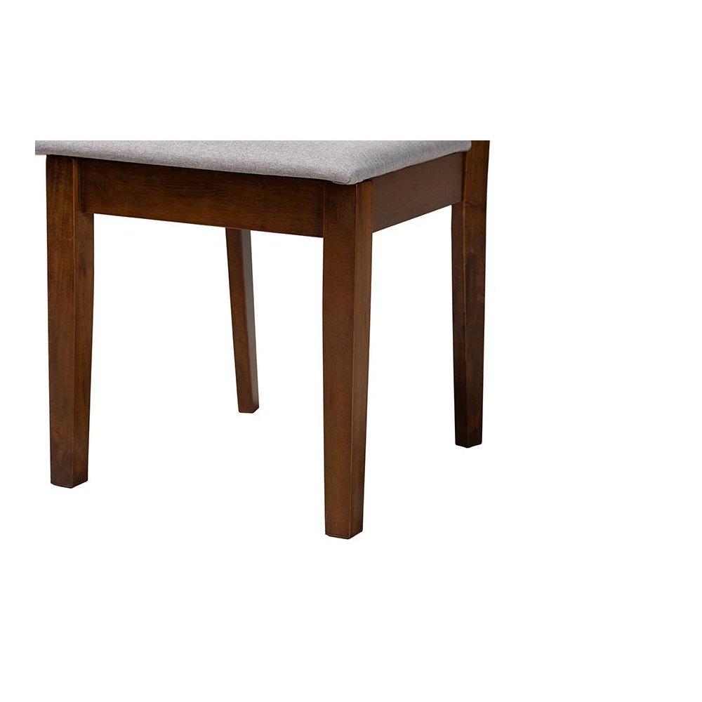 Grey Fabric and Walnut Brown Finished Wood 2-Piece Dining Chair Set
