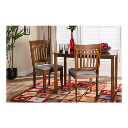 Grey Fabric and Walnut Brown Finished Wood 2-Piece Dining Chair Set