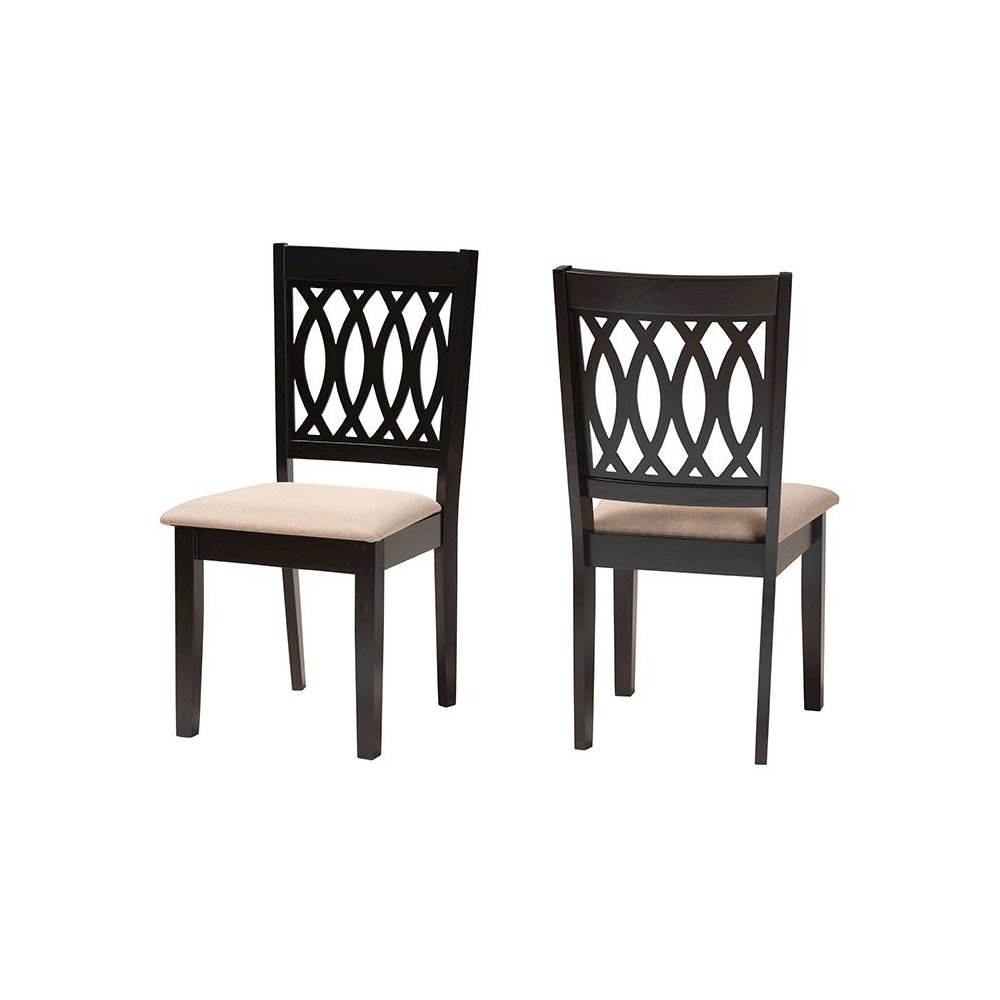 Florencia Modern Beige Fabric and Espresso Brown Finished Wood Dining Chair