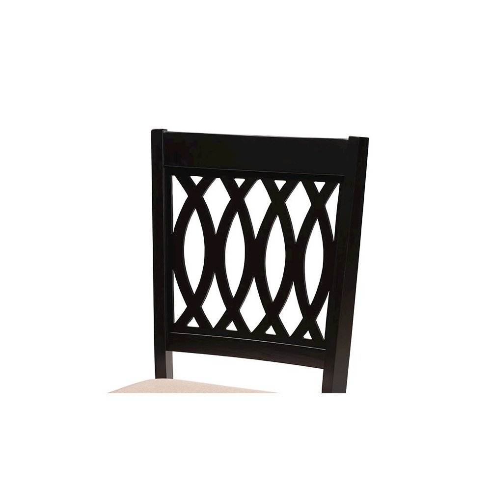 Florencia Modern Beige Fabric and Espresso Brown Finished Wood Dining Chair