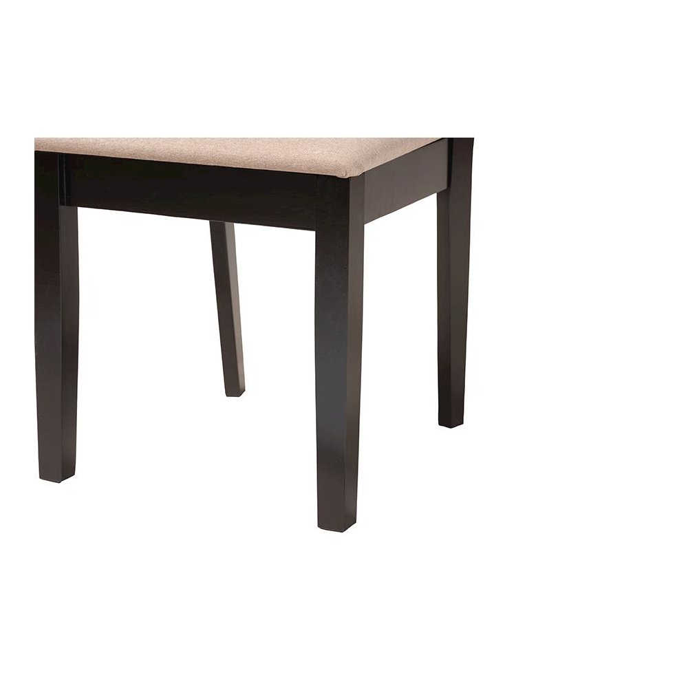 Florencia Modern Beige Fabric and Espresso Brown Finished Wood Dining Chair