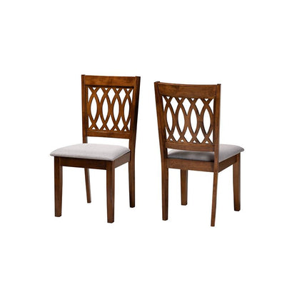 Florencia Modern Grey Fabric and Walnut Brown Finished Wood Dining Chair