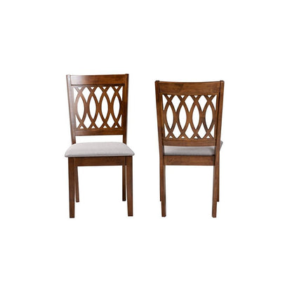 Florencia Modern Grey Fabric and Walnut Brown Finished Wood Dining Chair