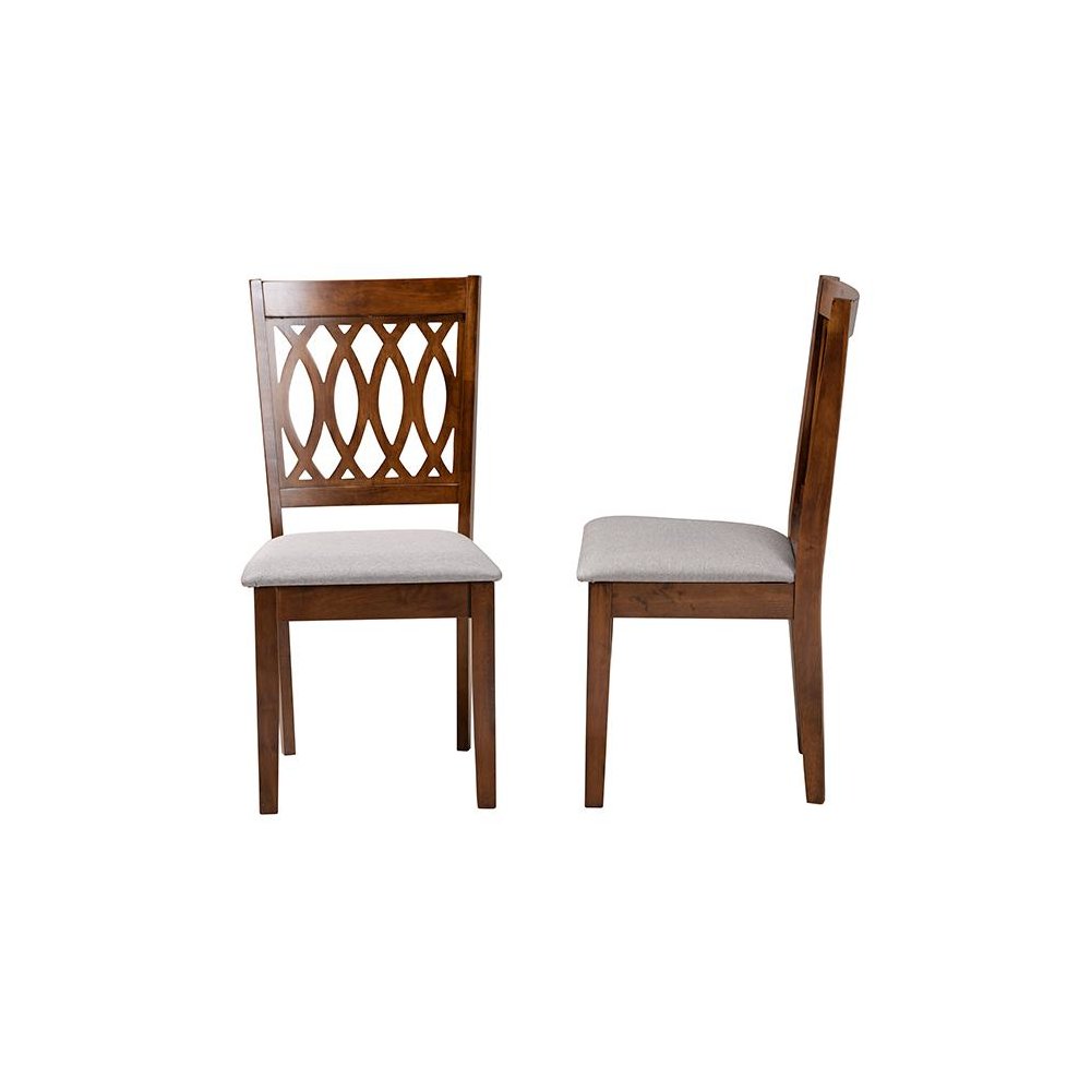 Florencia Modern Grey Fabric and Walnut Brown Finished Wood Dining Chair