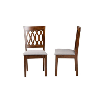 Florencia Modern Grey Fabric and Walnut Brown Finished Wood Dining Chair