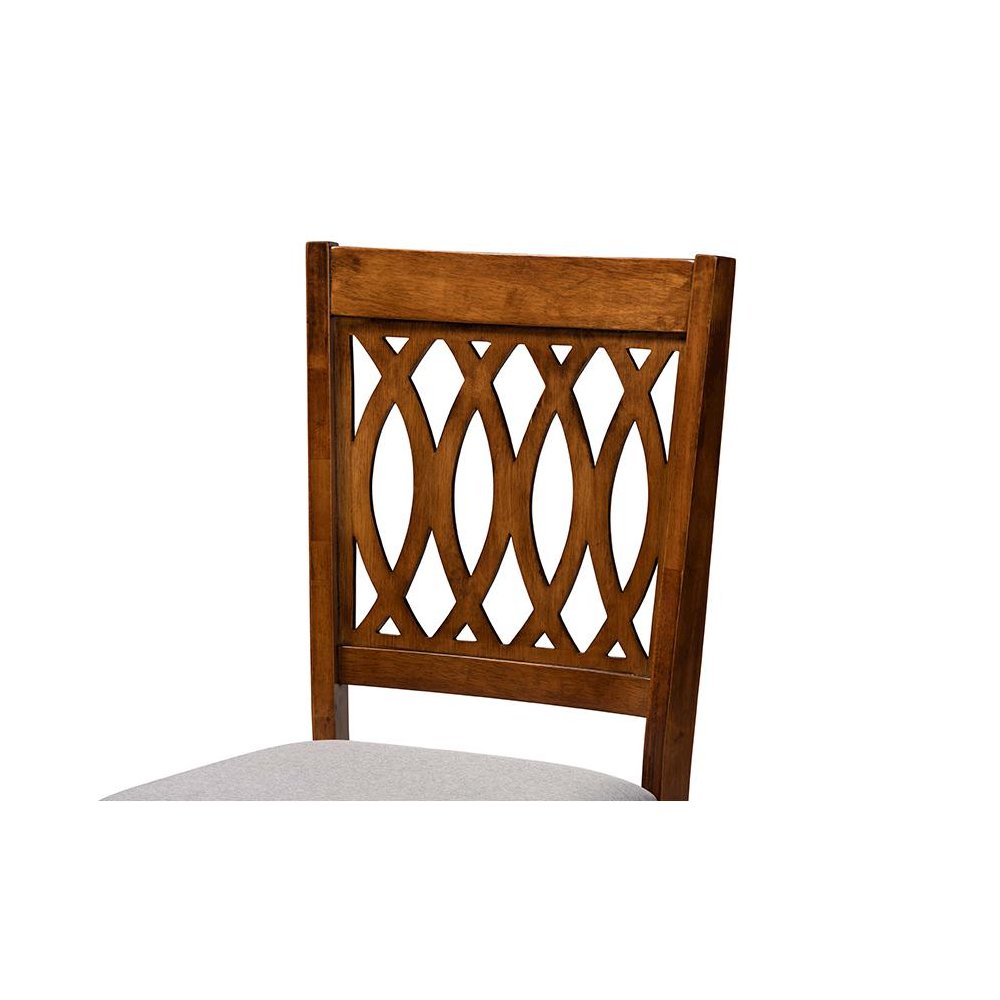 Florencia Modern Grey Fabric and Walnut Brown Finished Wood Dining Chair
