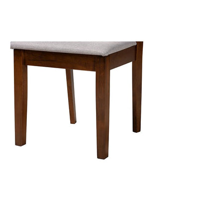 Florencia Modern Grey Fabric and Walnut Brown Finished Wood Dining Chair