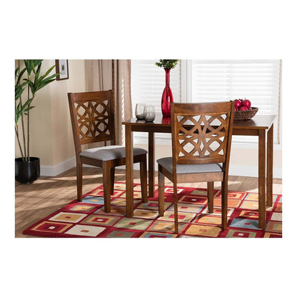 Grey Fabric and Walnut Brown Finished Wood 2-Piece Dining Chair Set