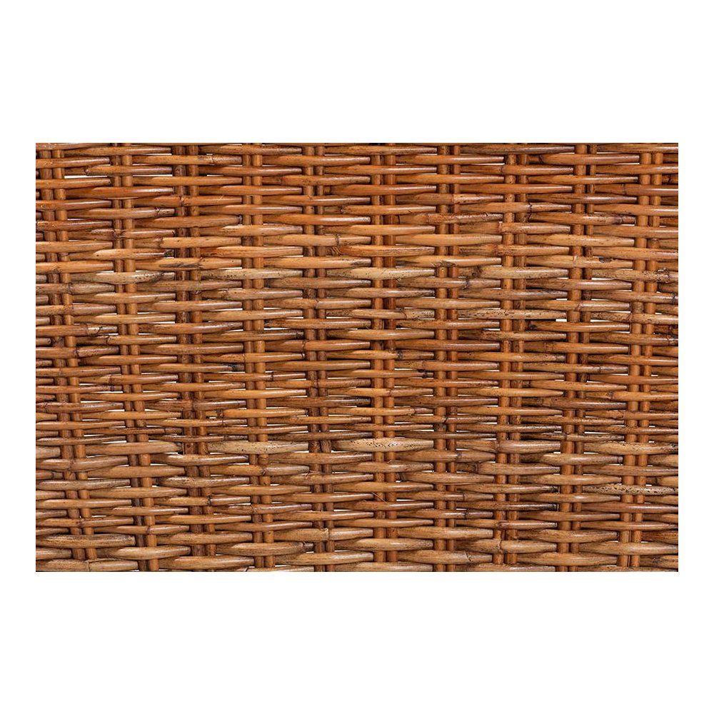 Bohemian Dark Brown Finished Wood and Natural Rattan 2-Piece Dining Chair Set