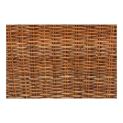 Bohemian Dark Brown Finished Wood and Natural Rattan 2-Piece Dining Chair Set