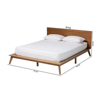 Wheatley Mid-Century Modern Walnut Brown Finished Wood Queen Size Platform Bed
