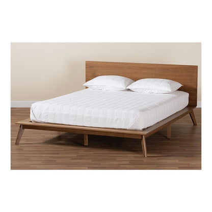 Wheatley Mid-Century Modern Walnut Brown Finished Wood Queen Size Platform Bed