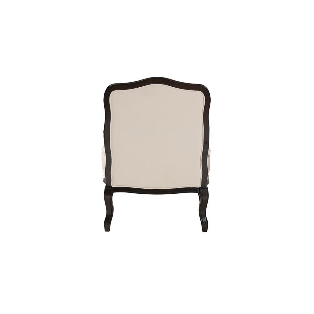 Dion Traditional French Cream Fabric and Wenge Brown Finished Wood Accent Chair