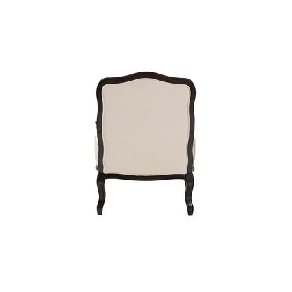 Dion Traditional French Cream Fabric and Wenge Brown Finished Wood Accent Chair
