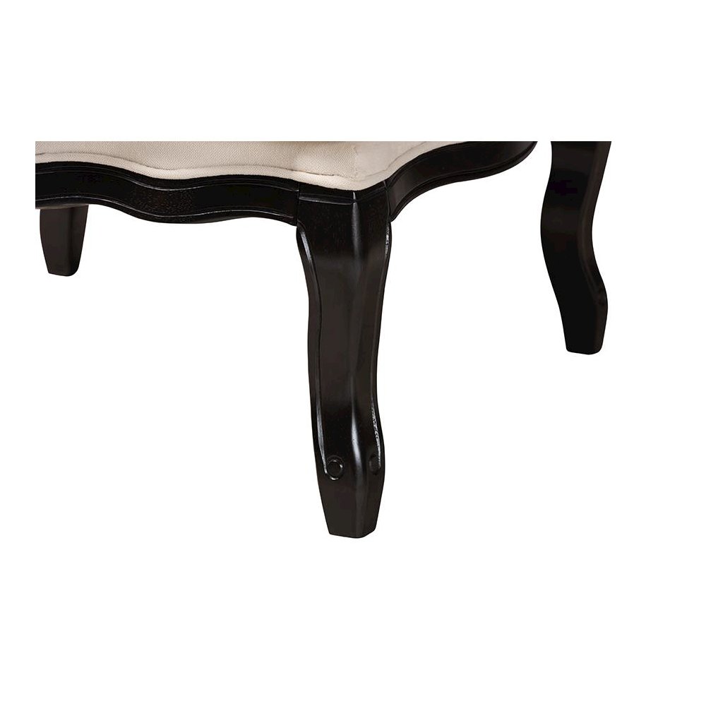 Dion Traditional French Cream Fabric and Wenge Brown Finished Wood Accent Chair