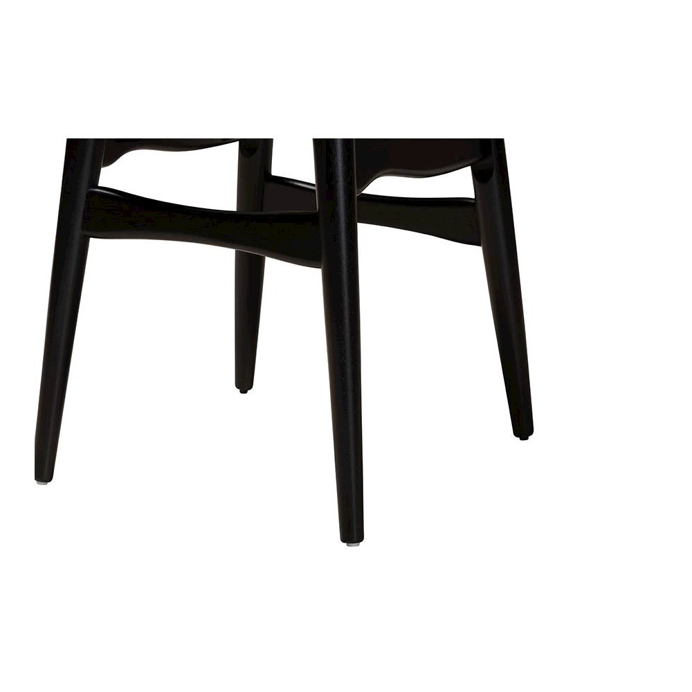 Cream Fabric and Black Finished Wood 5-Piece Dining Set