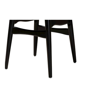 Cream Fabric and Black Finished Wood 5-Piece Dining Set