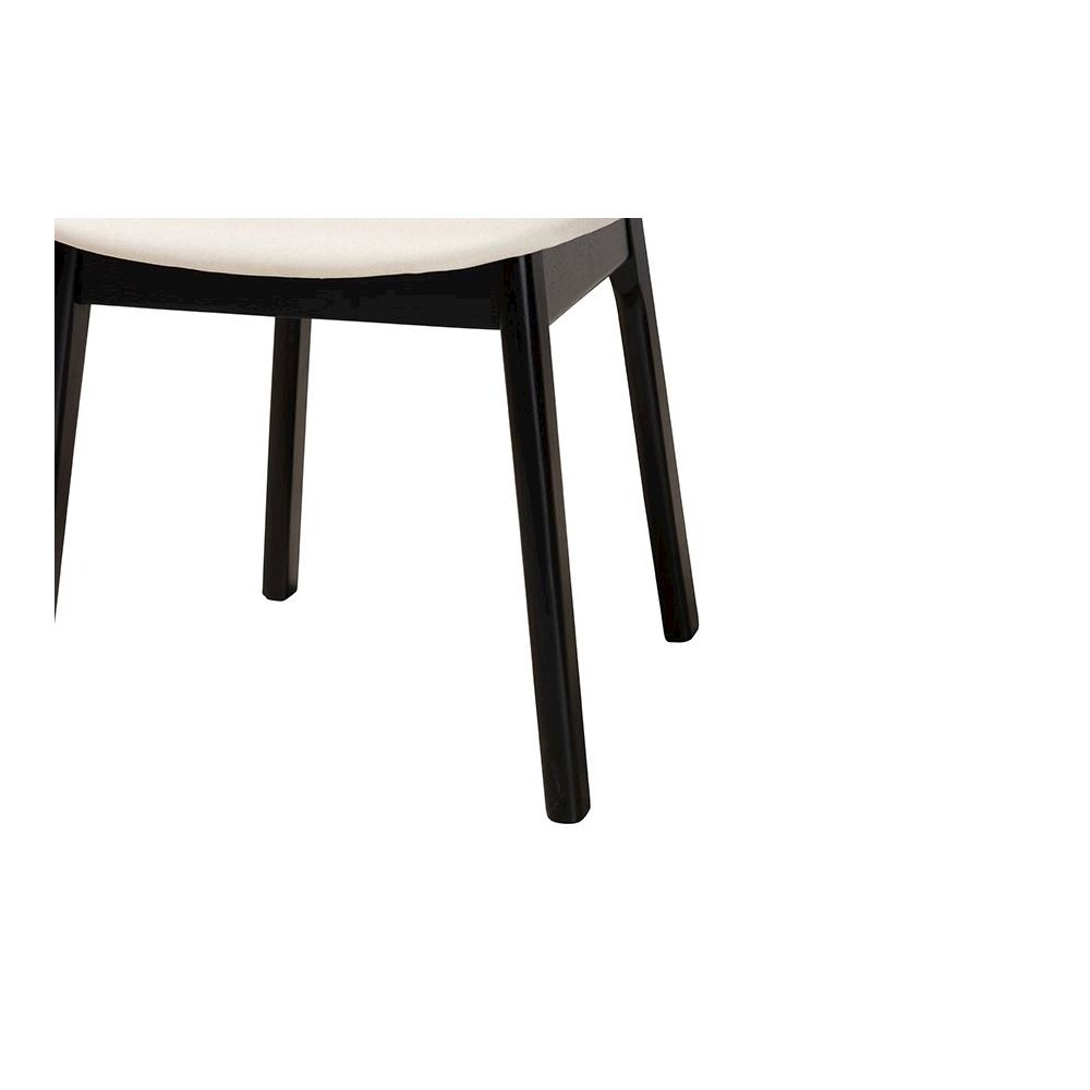 Cream Fabric and Black Finished Wood 2-Piece Dining Chair Set