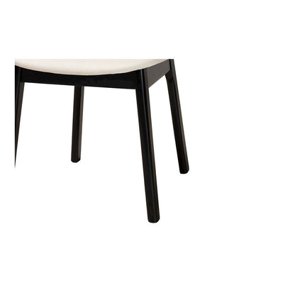 Cream Fabric and Black Finished Wood 2-Piece Dining Chair Set