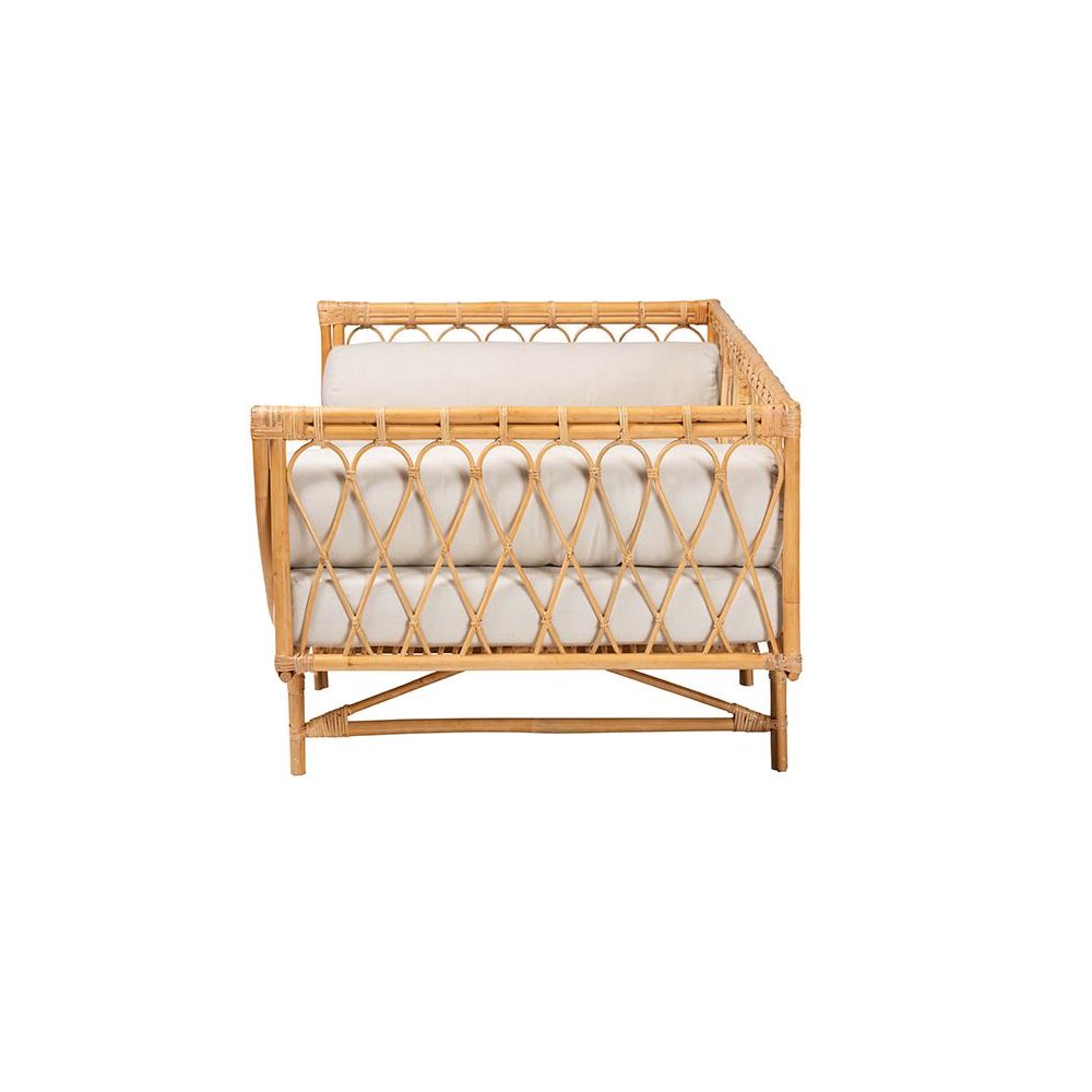 bali & pari Davida Modern Bohemian Natural Brown Rattan Daybed