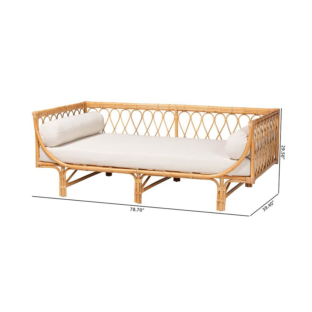 bali & pari Davida Modern Bohemian Natural Brown Rattan Daybed