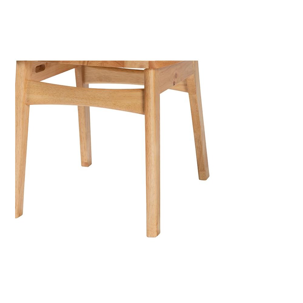 Oak Brown Finished Wood and Rattan 2-Piece Dining Chair Set