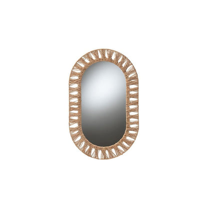 Bohemian Metal and Natural Brown Seagrass Accent Wall Mirror