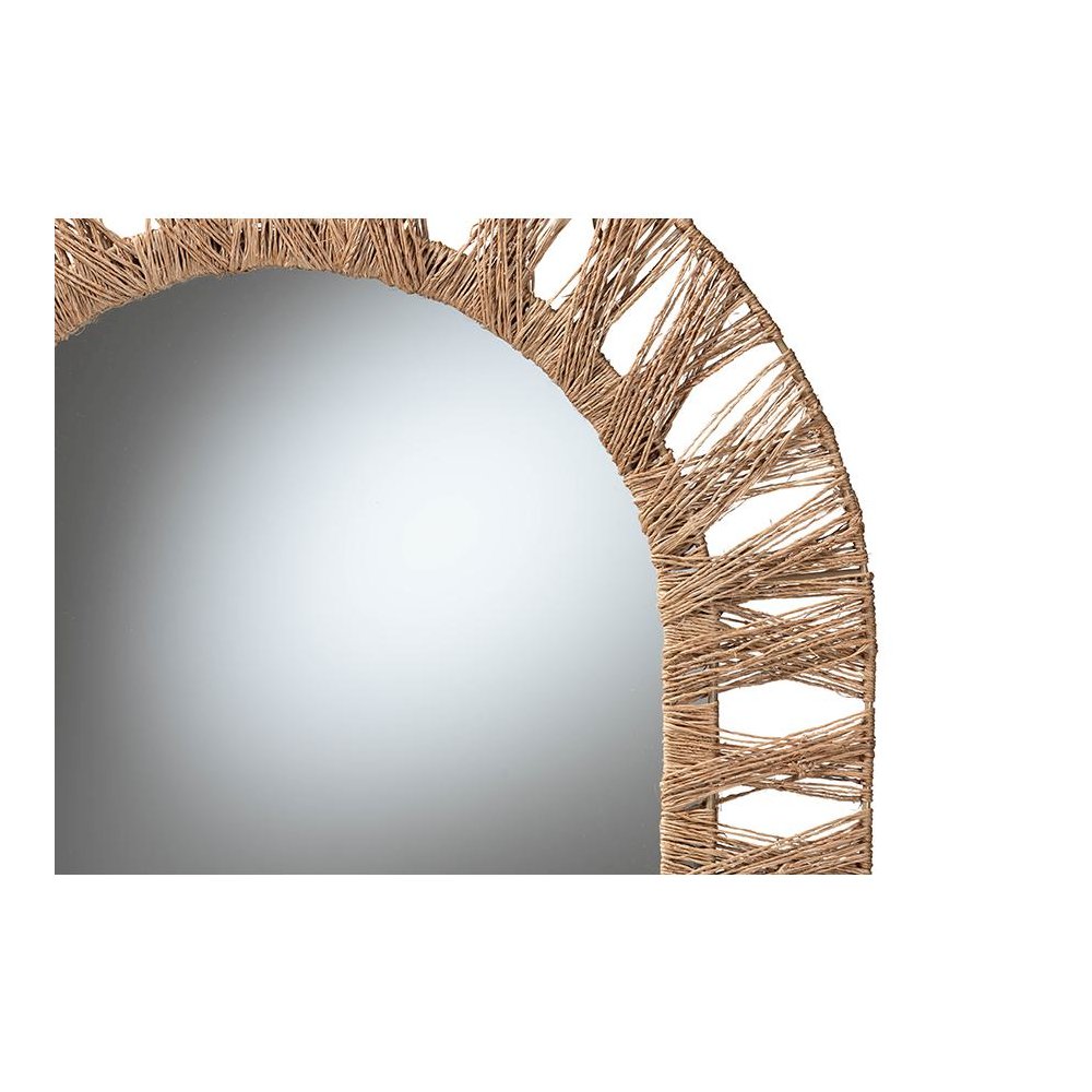 Bohemian Metal and Natural Brown Seagrass Accent Wall Mirror