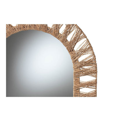 Bohemian Metal and Natural Brown Seagrass Accent Wall Mirror