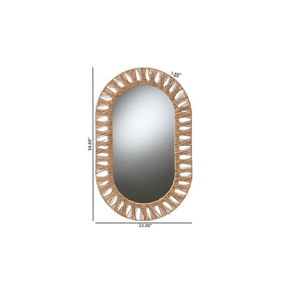 Bohemian Metal and Natural Brown Seagrass Accent Wall Mirror