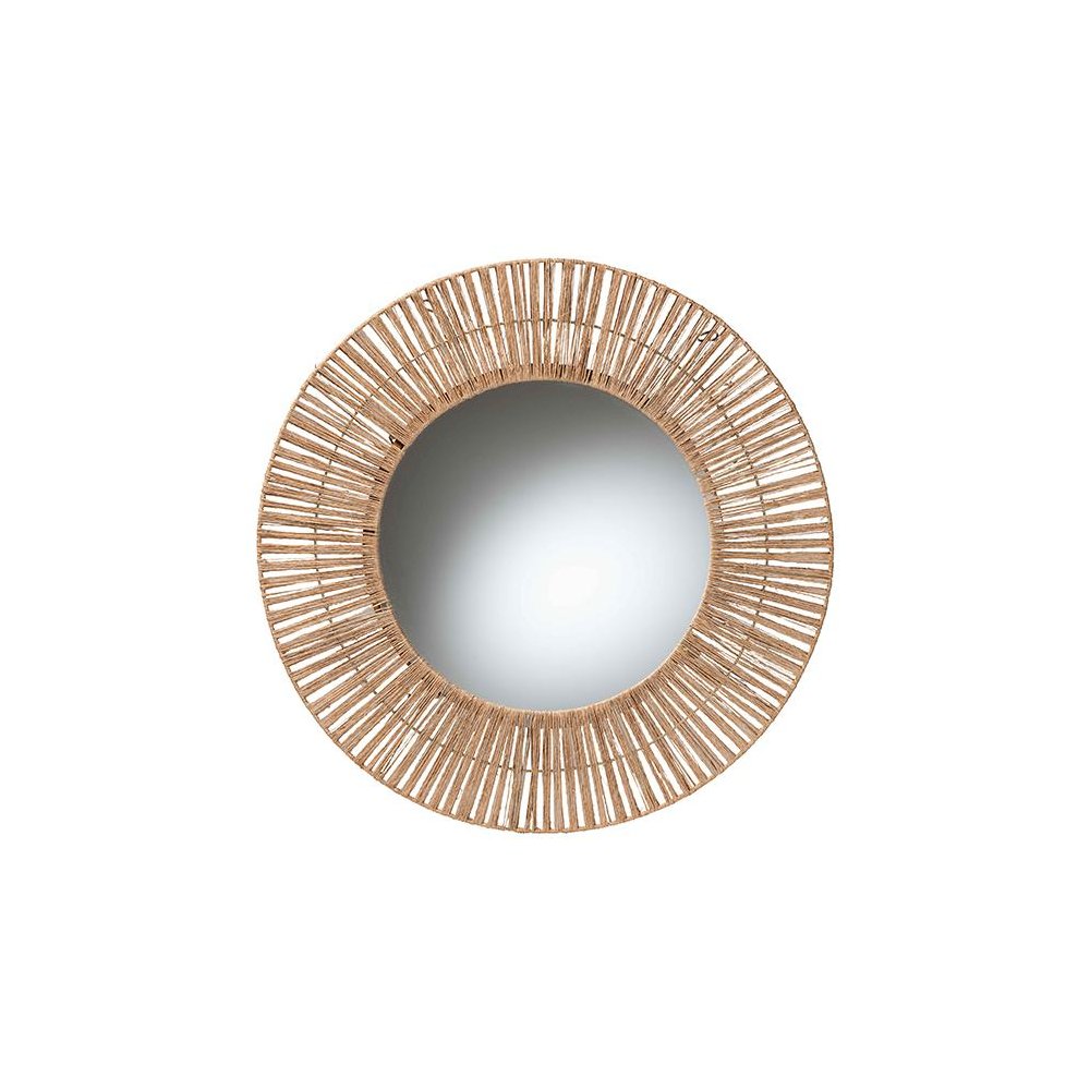 Bohemian Metal and Natural Brown Seagrass Accent Wall Mirror