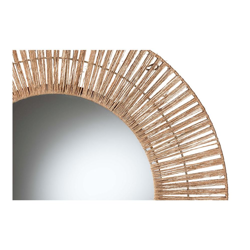 Bohemian Metal and Natural Brown Seagrass Accent Wall Mirror