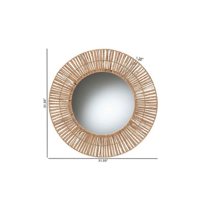 Bohemian Metal and Natural Brown Seagrass Accent Wall Mirror