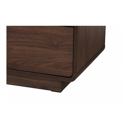 Jenibelle Classic Walnut Brown Wood 5-Drawer Chest with Rattan Drawer