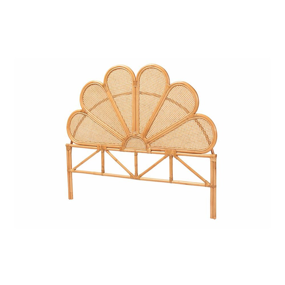 Flower Modern Bohemian Honey Rattan King Size Standalone Headboard