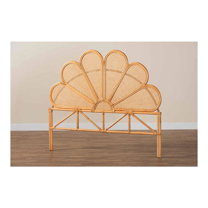Flower Modern Bohemian Honey Rattan King Size Standalone Headboard