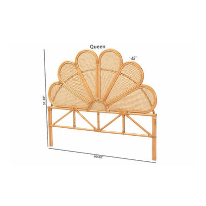 Flower Modern Bohemian Honey Rattan King Size Standalone Headboard