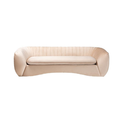 Adanna Glam and Luxe Champagne Beige Velvet Fabric Sofa