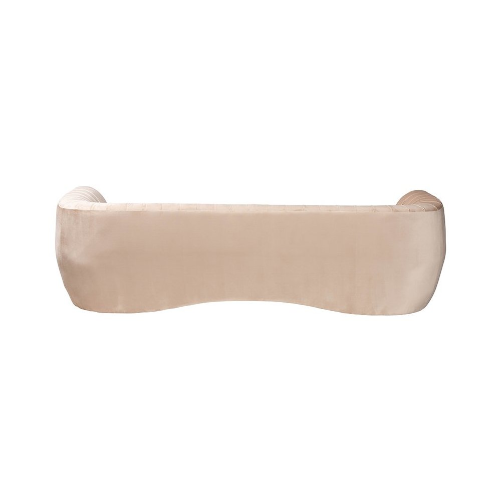 Adanna Glam and Luxe Champagne Beige Velvet Fabric Sofa