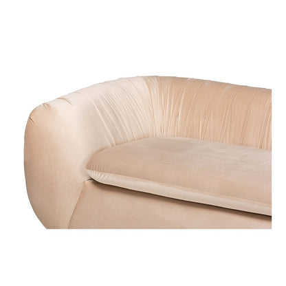 Adanna Glam and Luxe Champagne Beige Velvet Fabric Sofa
