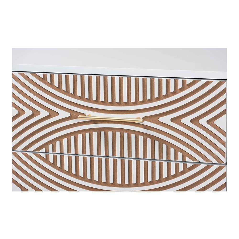 Louetta Coastal White Carved Contrasting 6-Drawer Dresser