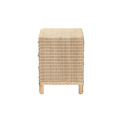 Lanica Japandi Sun Bleached Rattan 3-Drawer Nightstand