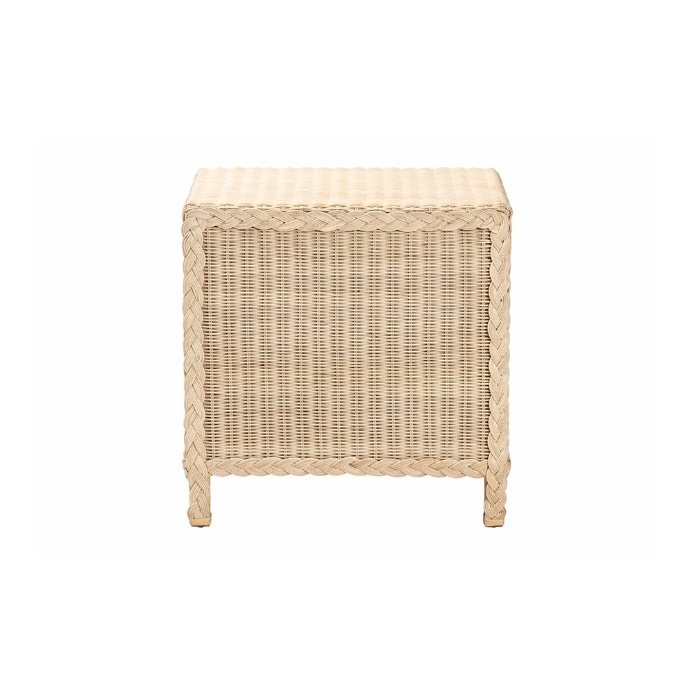 Lanica Japandi Sun Bleached Rattan 3-Drawer Nightstand