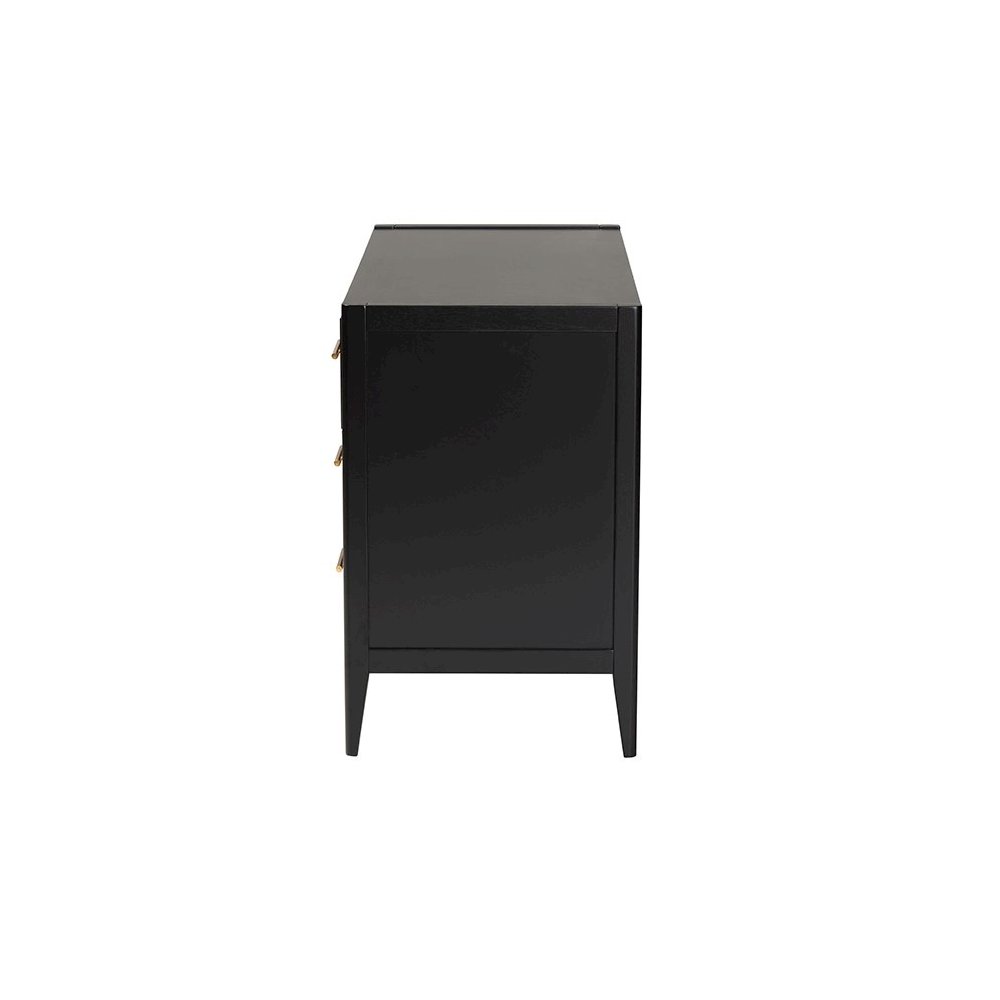Primrose Mid-Century Black Fluted Wood 6-Drawer Dresser